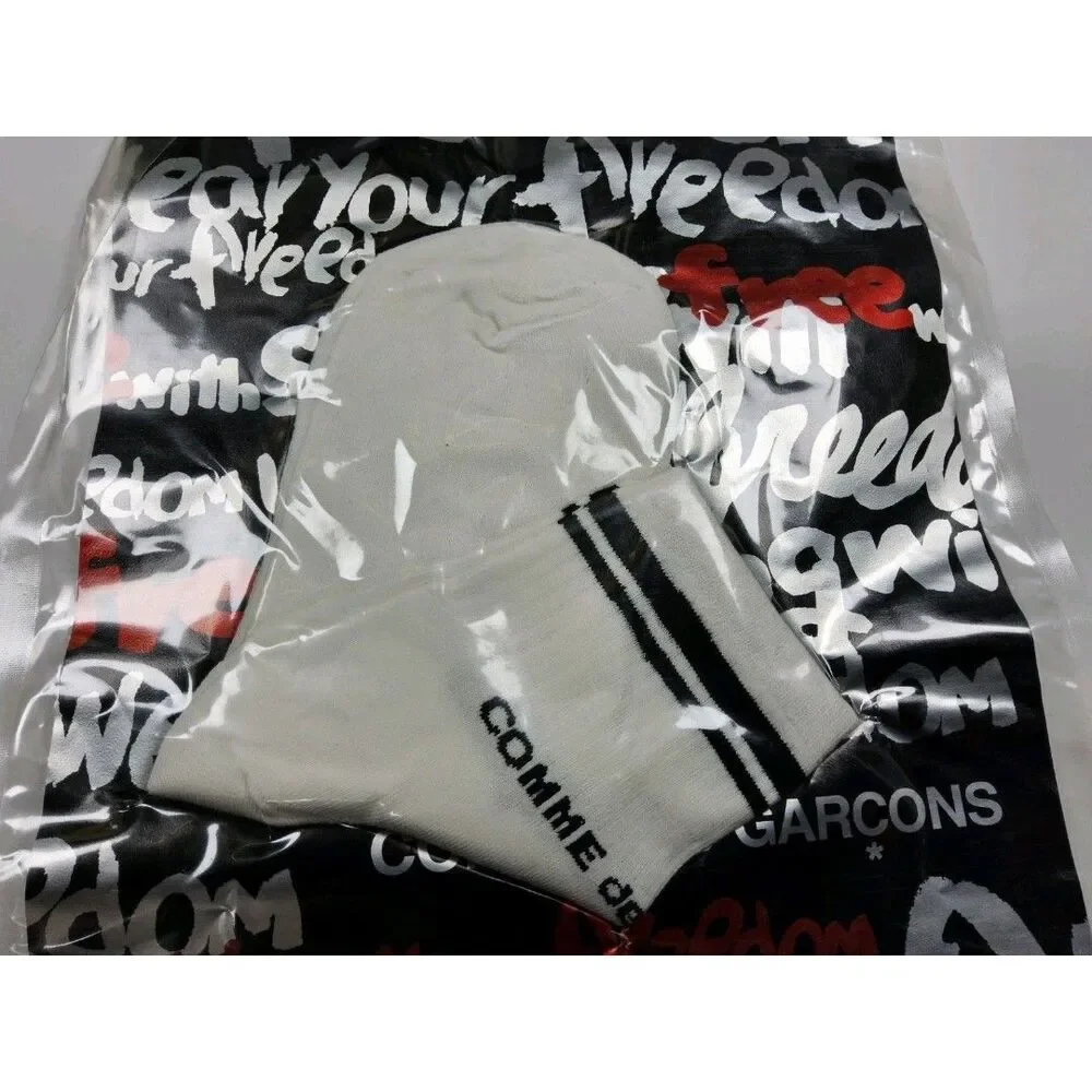 Comme des Garcons Logo White Stripe Quarter Socks Japan Size L